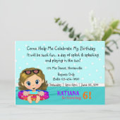 Pool-Party Einladung (Stehend Vorderseite)