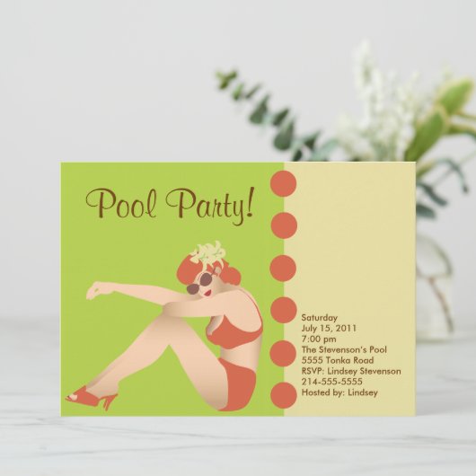 Pool-Party Einladung (Stehend Vorderseite)