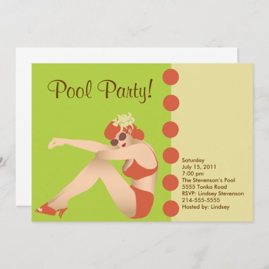 Pool-Party Einladung (Vorne/Hinten)