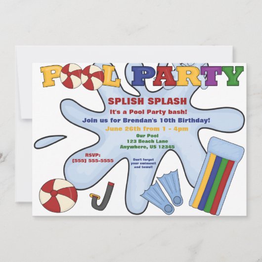 Pool-Party Einladung (Vorderseite)