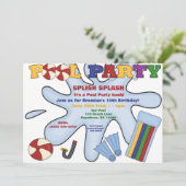 Pool-Party Einladung (Stehend Vorderseite)