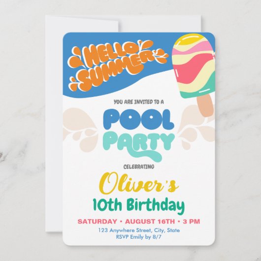 Pool-Party Einladung (Vorderseite)