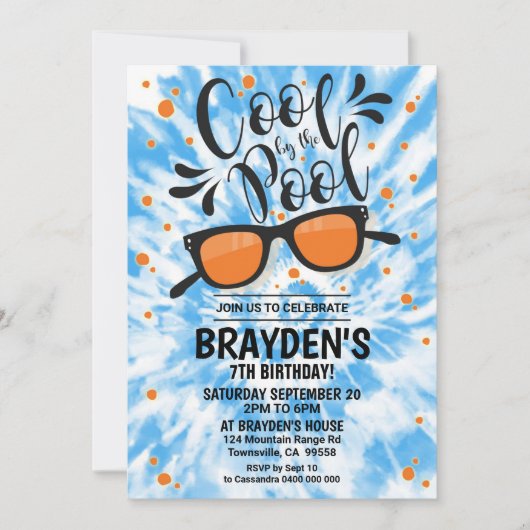Pool Party Einladung Boy Cool durch das Pool-Party (Vorderseite)