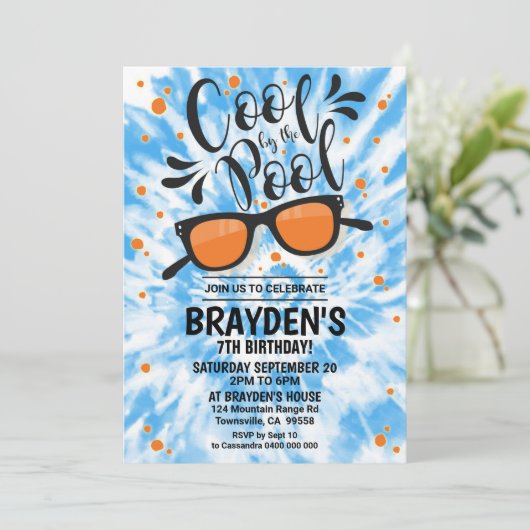Pool Party Einladung Boy Cool durch das Pool-Party (Stehend Vorderseite)