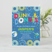 Pool-Party Einladung Dunk und Donuts Pool-Party (Stehend Vorderseite)