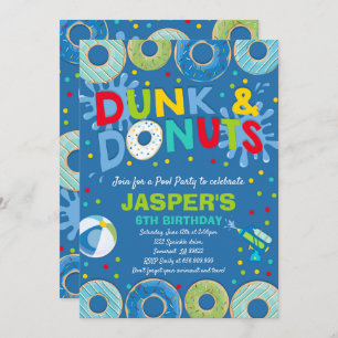 Pool-Party Einladung Dunk und Donuts Pool-Party