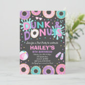 Pool Party Einladung Dunk und Donuts Pool Party (Stehend Vorderseite)