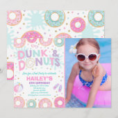 Pool Party Einladung Dunk und Donuts Pool Party (Vorne/Hinten)
