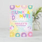 Pool Party Einladung Dunk und Donuts Pool Party (Stehend Vorderseite)