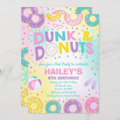 Pool Party Einladung Dunk und Donuts Pool Party (Vorne/Hinten)