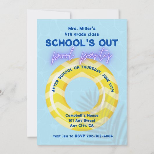 Pool-Party Einladung | Gelbfloat (Vorderseite)