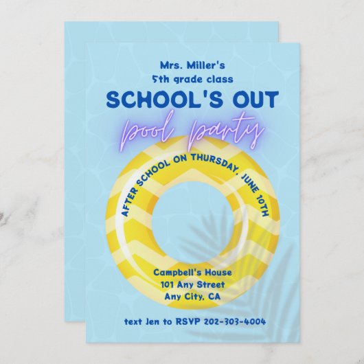 Pool-Party Einladung | Gelbfloat (Vorne/Hinten)