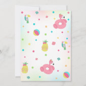 Pool Party Einladung Girl Flamingo Schwimmbad (Rückseite)