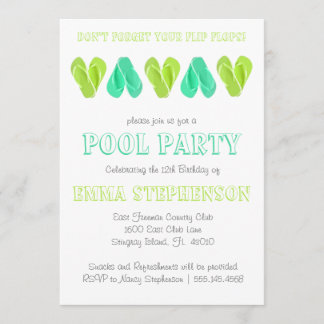 Pool-Party Einladung| Helle Flip Flops Einladung