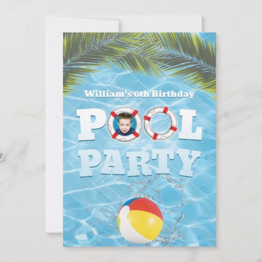 Pool-Party Einladung - Kids Custom Foto Upload (Rückseite)