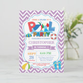 Pool Party Einladung Lila Splish Splash Boy (Stehend Vorderseite)