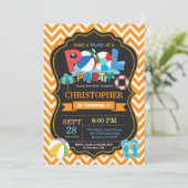Pool-Party Einladung orange Splish Spritzen-Junge (Stehend Vorderseite)