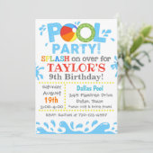 Pool-Party Einladung | Pool Birthday Party Einladu (Stehend Vorderseite)