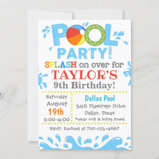 Pool-Party Einladung | Pool Birthday Party Einladu