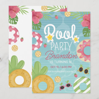 Pool Party Einladung, Pool Geburtstagseinladung Einladung