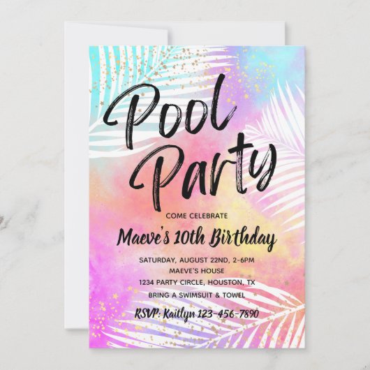 Pool-Party Einladung | Pool Party Geburtstag (Vorderseite)