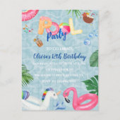 Pool-Party Einladung Postkarte (Vorderseite)