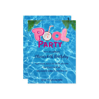 Pool-Party Einladung Postkarte