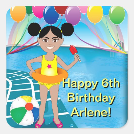 Pool-Party Einladung Quadratischer Aufkleber (Vorderseite)