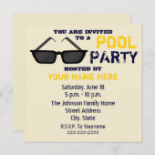 Pool-Party Einladung - Schwarze Sonnenbrille (Vorne/Hinten)