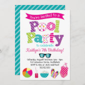 Pool-Party Einladung - Sommer-Geburtstagspool-Part (Vorne/Hinten)