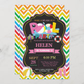 Pool Party Einladung Sommer Splish Splash Girl (Vorne/Hinten)