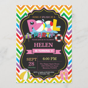 Pool Party Einladung Sommer Splish Splash Girl