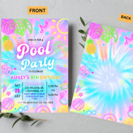 Pool-Party Einladung, Sommerglanz Neon Swim Party Einladung