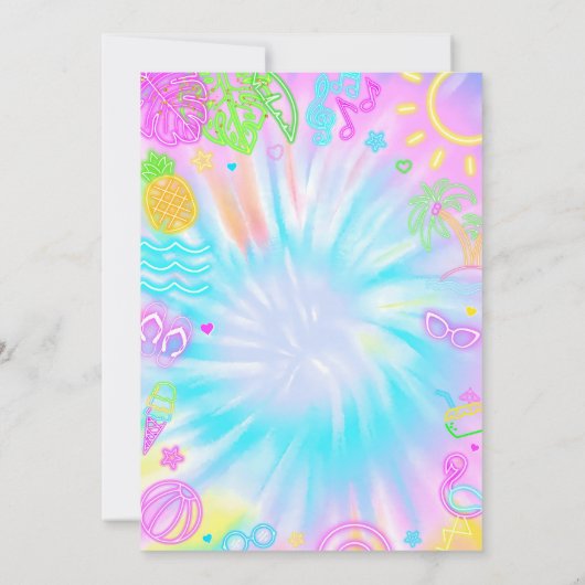 Pool-Party Einladung, Sommerglanz Neon Swim Party Einladung (Rückseite)