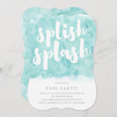 Pool-Party Einladung Splish Spritzen-| (Vorne/Hinten)