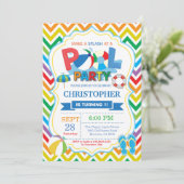 Pool Party Einladung Summer Splish Splash Boy (Stehend Vorderseite)