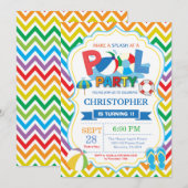 Pool Party Einladung Summer Splish Splash Boy (Vorne/Hinten)