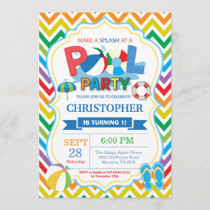 Pool Party Einladung Summer Splish Splash Boy