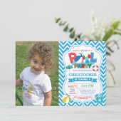 Pool Party Einladung Summer Splish Splash Boy (Stehend Vorderseite)