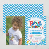 Pool Party Einladung Summer Splish Splash Boy (Vorne/Hinten)