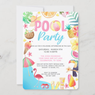 Pool-Party Einladung - Swim-Party - Cookout