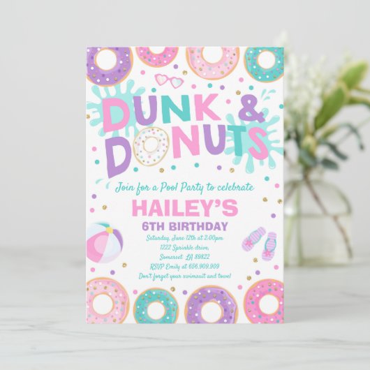 Pool-Party Einladung tauchen und (Stehend Vorderseite)