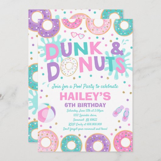 Pool-Party Einladung tauchen und (Vorne/Hinten)