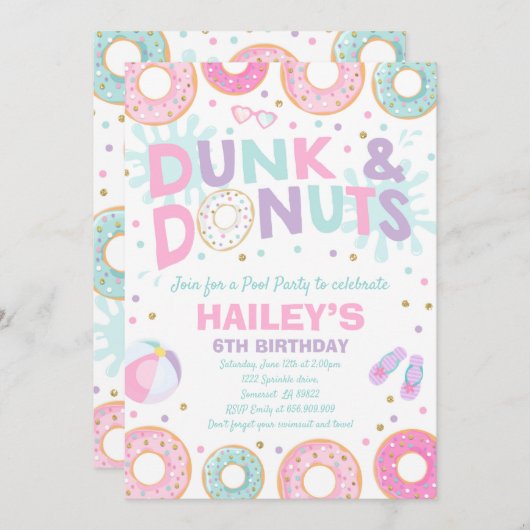 Pool-Party Einladung tauchen und (Vorne/Hinten)