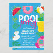 Pool-Party | Einladung zum Geburtstag (Vorne/Hinten)