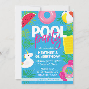 Pool-Party   Einladung zum Geburtstag