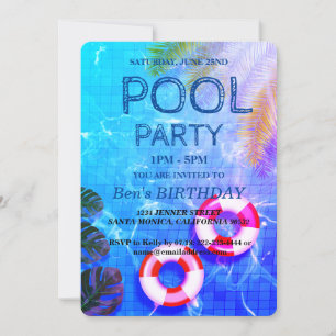 Pool-Party   Einladung zum Geburtstag