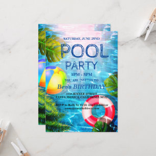 Pool-Party   Einladung zum Geburtstag