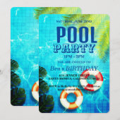 Pool-Party | Einladung zum Geburtstag (Vorne/Hinten)