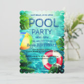 Pool-Party | Einladung zum Geburtstag (Stehend Vorderseite)